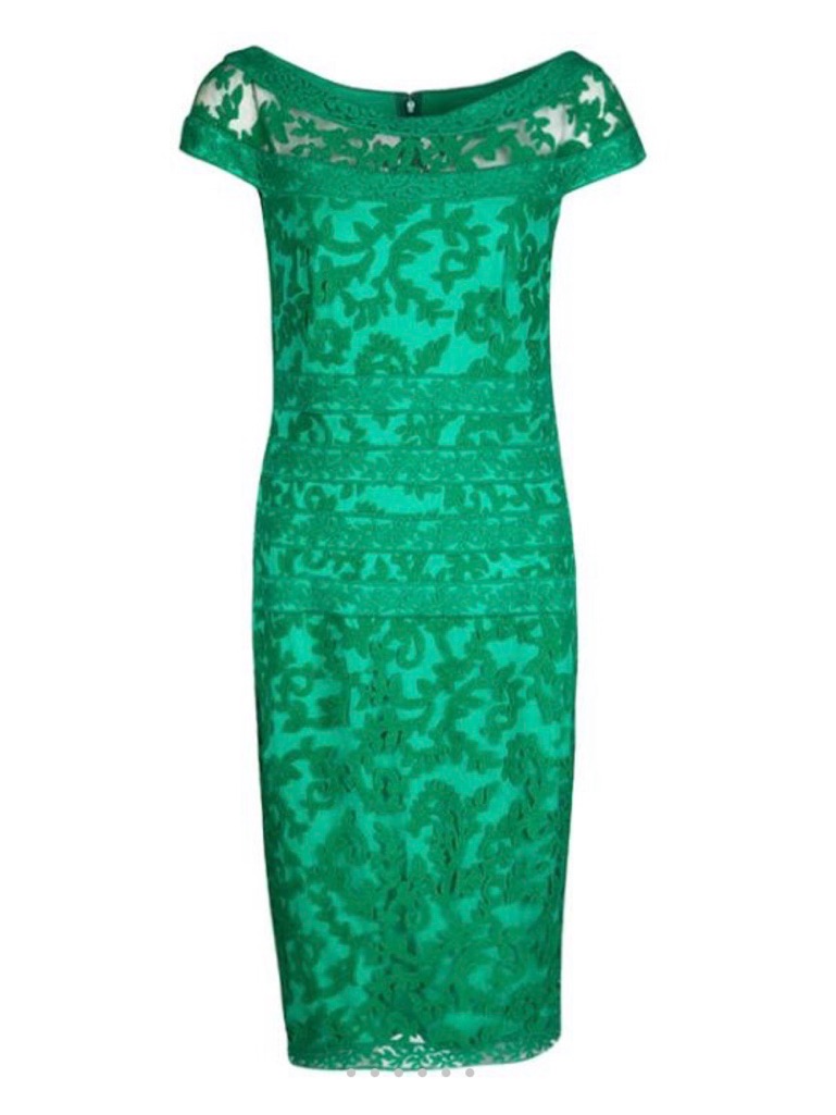 Tadashi Shoji Emerald Lace Off-Shoulder Sheath Dress